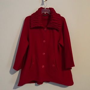 For Cynthia Red 100% Wool Jacket 1X